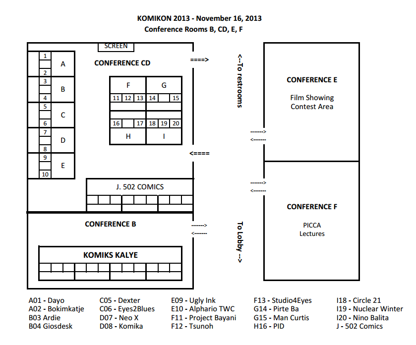 Komikon 2013 Conference Rooms Floorplan